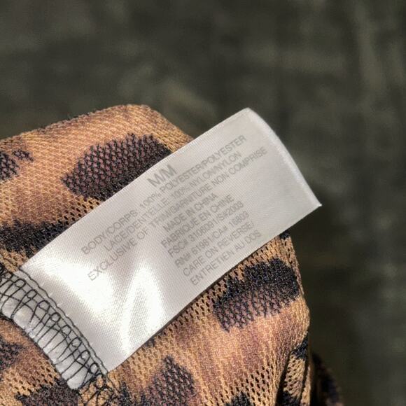 Chemise Halter Dress Women’s Medium Brown Black Leopard Print Lace Lingerie Slip - Picture 4 of 7